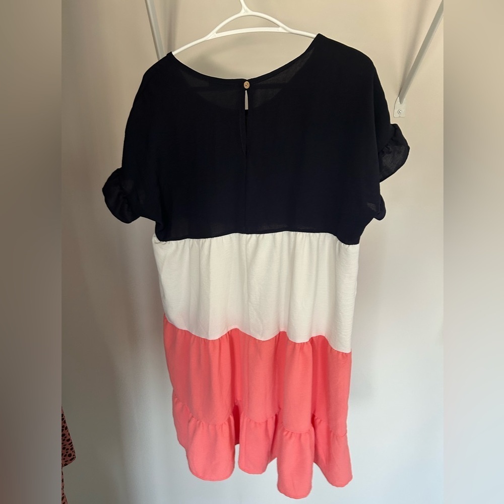P.S. Kate Colorblock Ruffle Sleeve Mini Dress – Size M - Picture 2 of 5